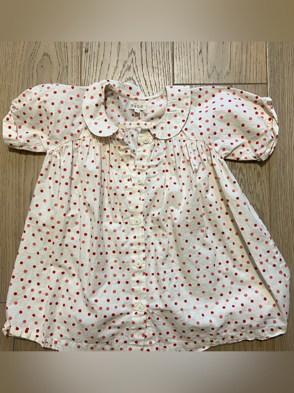 Mabo White Blouse with Red Polka Dots